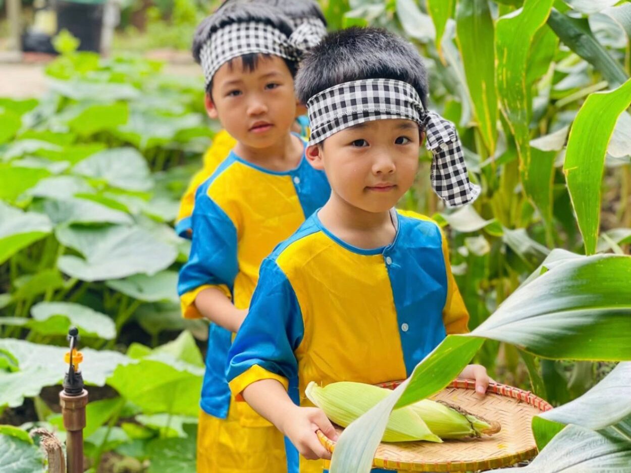 Trải nghiệm bẻ ngô cùng bé